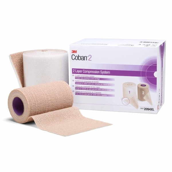 3M Coban 2 Layer Compression Bandage System 4 In.x3-4/5 Yard, 4 In.x6-3/10 Yard NonSterile 35 to 40 mmHg, 2094XL - main